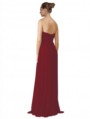 Hand-Ruched Sweetheart Long Chiffon Bridesmaid Dress UK