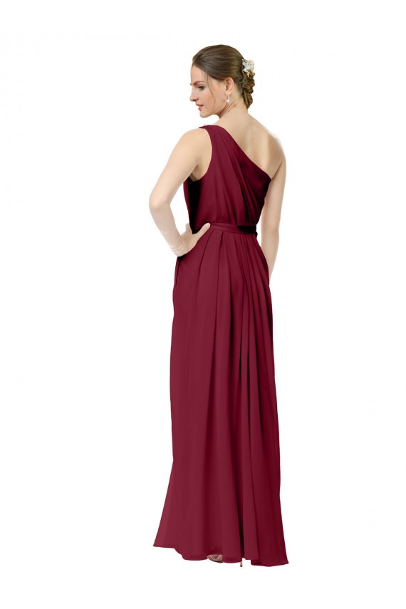 Draped One Shoulder Long Floor Length Chiffon Bridesmaid Dress UK