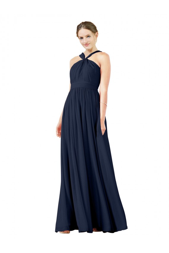 High V-Neck Floor Length Chiffon Bridesmaid Dress UK