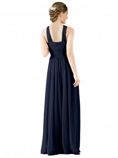 High V-Neck Floor Length Chiffon Bridesmaid Dress UK