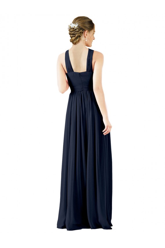 High V-Neck Floor Length Chiffon Bridesmaid Dress UK
