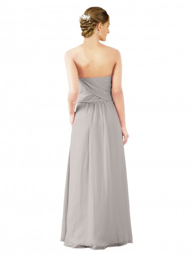Twisted Strapless Sweetheart Neckline Long Chiffon Bridesmaid Dress UK