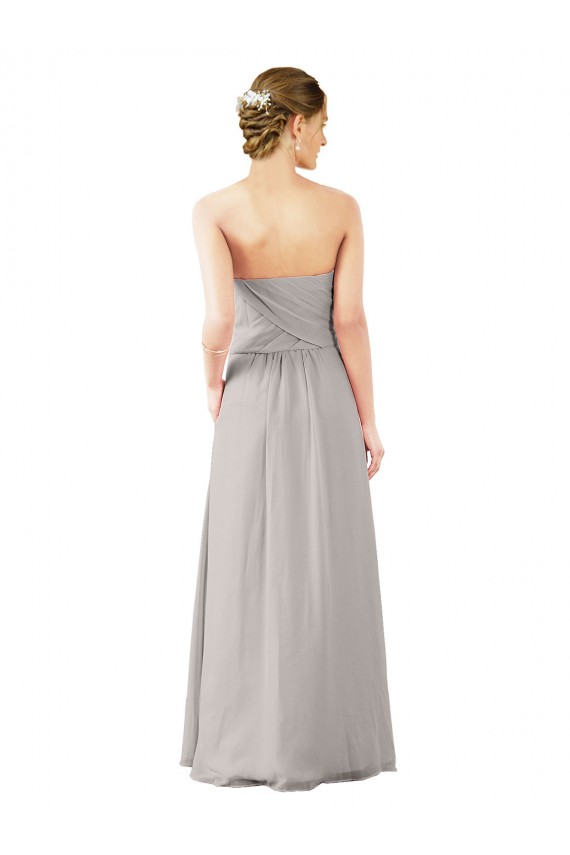 Twisted Strapless Sweetheart Neckline Long Chiffon Bridesmaid Dress UK