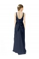 Scoop Neckline Fitted Long Chiffon Bridesmaid Dress Open Back UK