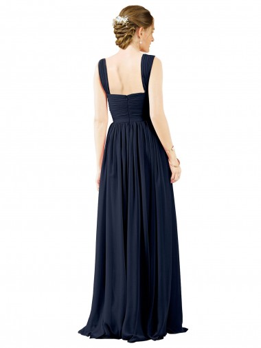 Square Neckline Sexy Open Back Long Chiffon Bridesmaid Dress UK
