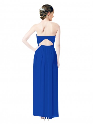 Strapless Sweetheart Keyhole Back Long Chiffon Bridesmaid Dress UK