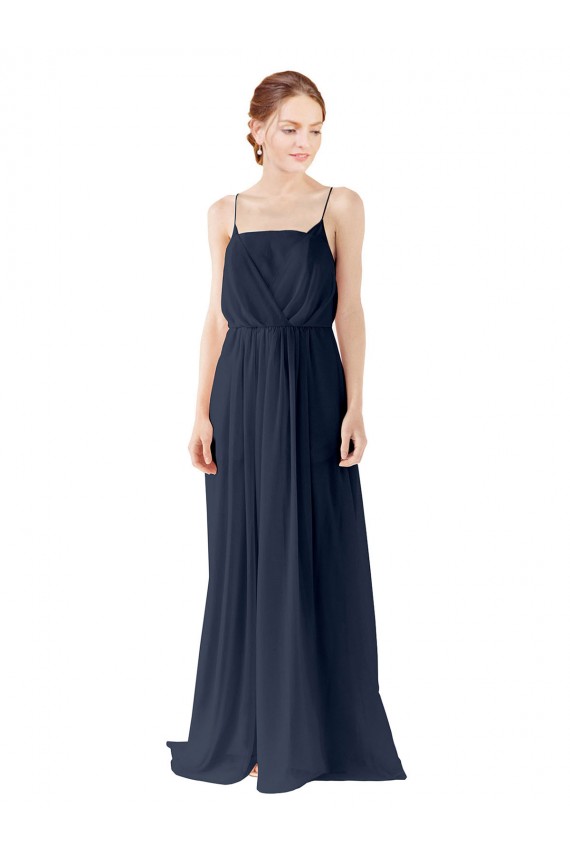 Spaghetti Straps Open Back Long Chiffon Bridesmaid Dress UK