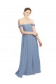 Long Floor Length Chiffon Bridesmaid Dress with Fluttering Off the Shoulder Straps UK