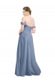 Long Floor Length Chiffon Bridesmaid Dress with Fluttering Off the Shoulder Straps UK