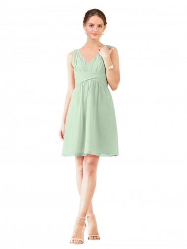 v-Neckline Short Knee Length Chiffon Cocktail Bridesmaid Dress UK