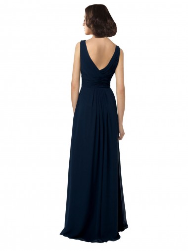 Chiffon Sleeveless Bridesmaid Dress with V Front and Back UK