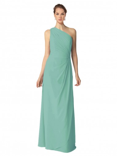 Long Chiffon One Shoulder Full Length Bridesmaid Dress UK