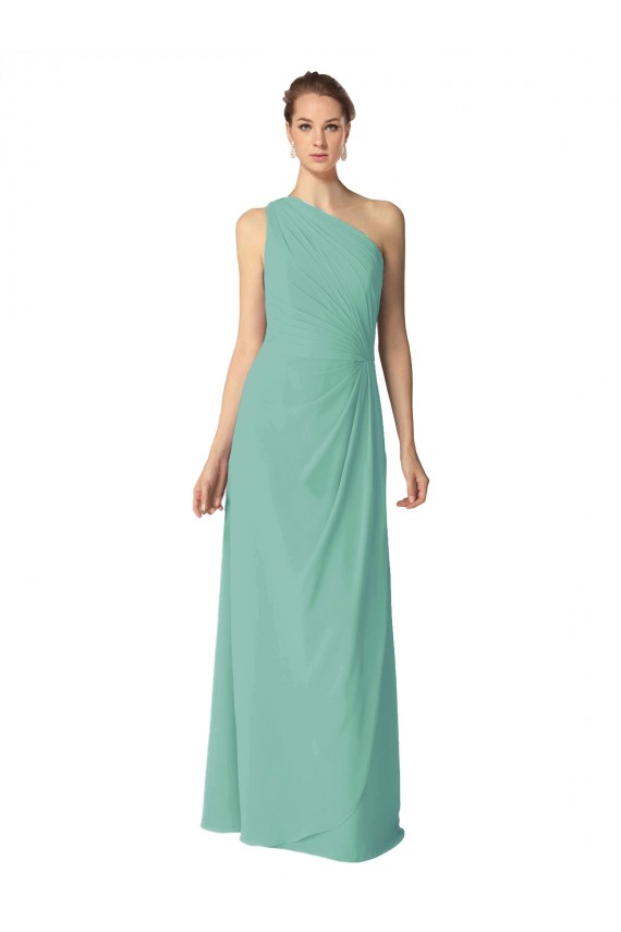 Long Chiffon One Shoulder Full Length Bridesmaid Dress UK