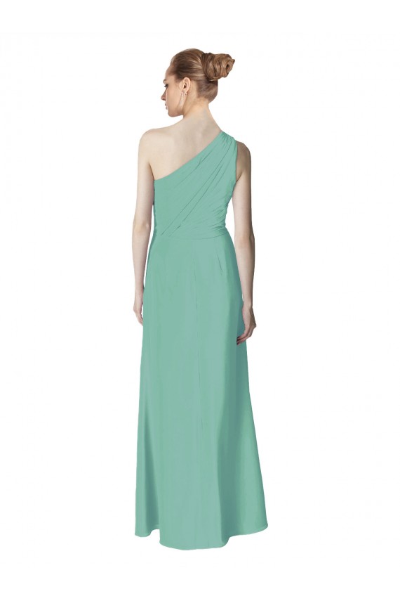 Long Chiffon One Shoulder Full Length Bridesmaid Dress UK