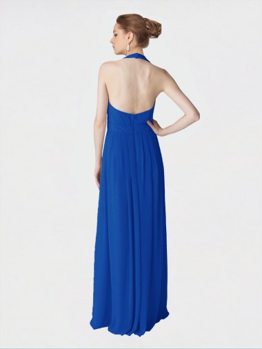 Long Full Length Chiffon Halter Bridesmaid Dress UK