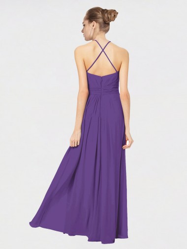 Long Chiffon Spaghetti Strap Halter Bridesmaid Dress UK