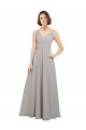Twist Shouder Full Chiffon Bridesmaids Dress with V-Neckline and V-Back UK