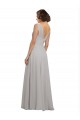 Twist Shouder Full Chiffon Bridesmaids Dress with V-Neckline and V-Back UK