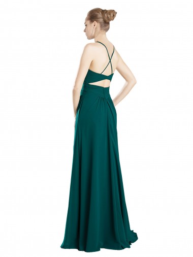 Sexy Chiffon Bridesmaid Dress with Deep V-Neckline UK