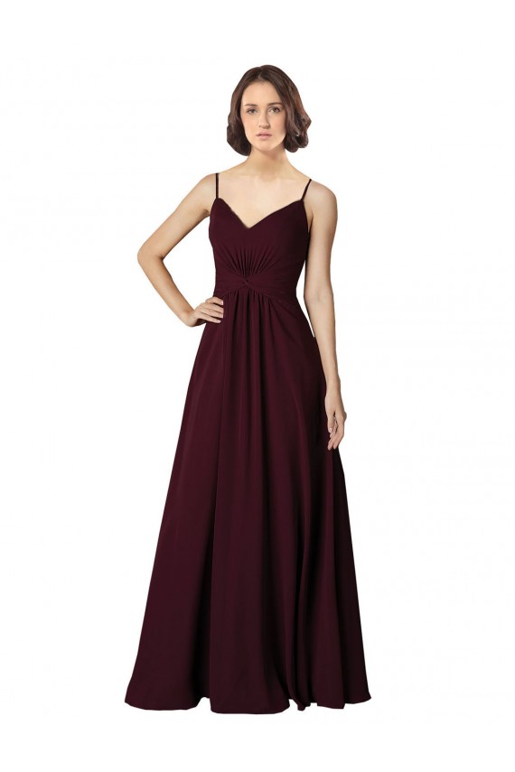 V-Neck Chiffon Bridesmaid Dress with Twist Front Bodice UK