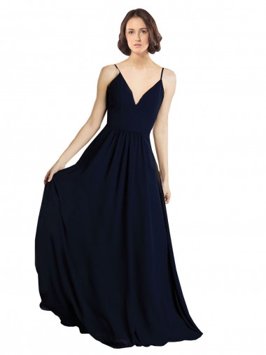 Simple Chiffon Bridesmaid Dress with Deep V-Neckline UK