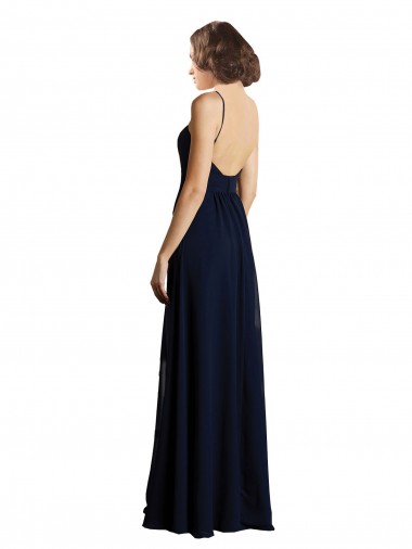 Simple Chiffon Bridesmaid Dress with Deep V-Neckline UK