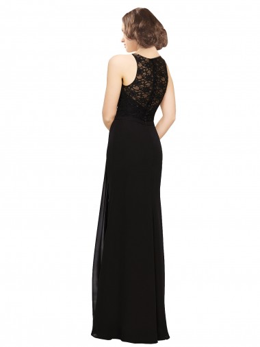 Sheath Beaded and Embroidered Bridesmaids Dress with Lace Bodice and Chiffon Skirt UK