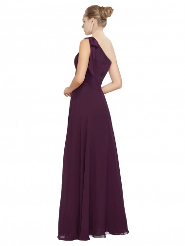 One Shoulder Chiffon Bridesmaids Dress with Shoulder Bow UK