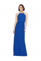 Long Jewel Neckline Chiffon Bridesmaids Dress wit Chiffon Tie Sash UK