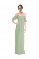 Long Chiffon Off-The-Shoulder Bridesmaid Dress with Double Flounce Sleeves UK