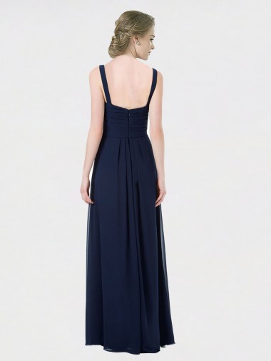 Long Chiffon Bridesmaid Dress with Sweetheart Neckline and Shoulder Straps UK