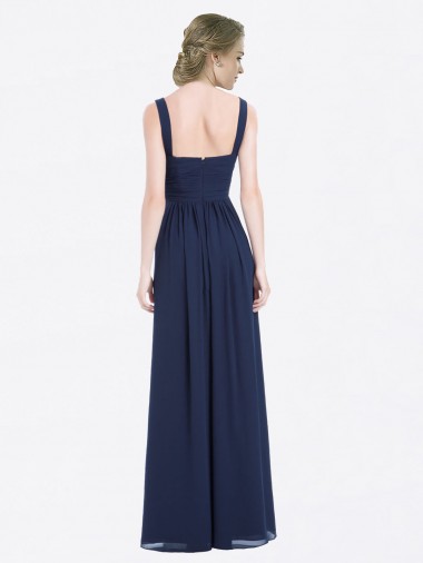 Long Chiffon V-Neck Sleeveless Bridesmaid Dress with Criss-Cross Pleated Bodice UK