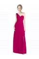 Full Length Chiffon Bridesmaid Dress with One Wide Shoulder Strap UK