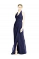 V-Neck Halter Chiffon Bridesmaid Dress with Side Front Slit UK