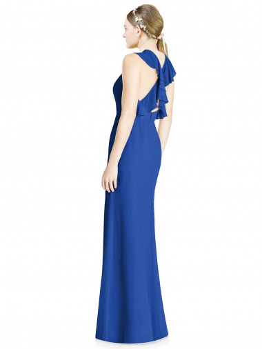 Criss Cross Low Back Halter Chiffon Bridesmaid Dress UK