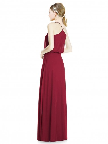 Full Length V-Neck A-Line Chiffon Boho Bridesmaid Dress UK