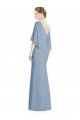 V-Back Trumpet Chiffon Bridesmaid Dress with Draped Cape Overlay UK