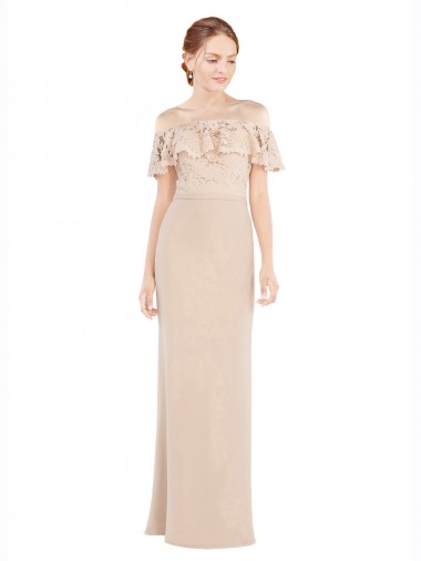 Off the Shoulder Sleeves Sheath Chiffon Bridesmaid Dress / Prom Dress UK