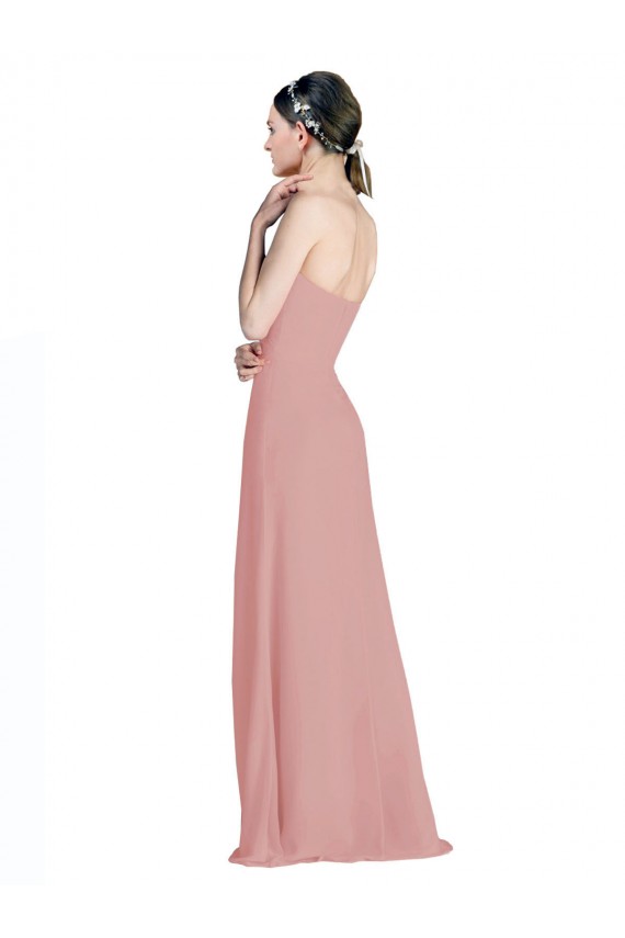 Daped A-Line Chiffon Bridesmaid Dress with Pleated Sweetheart Bodice UK