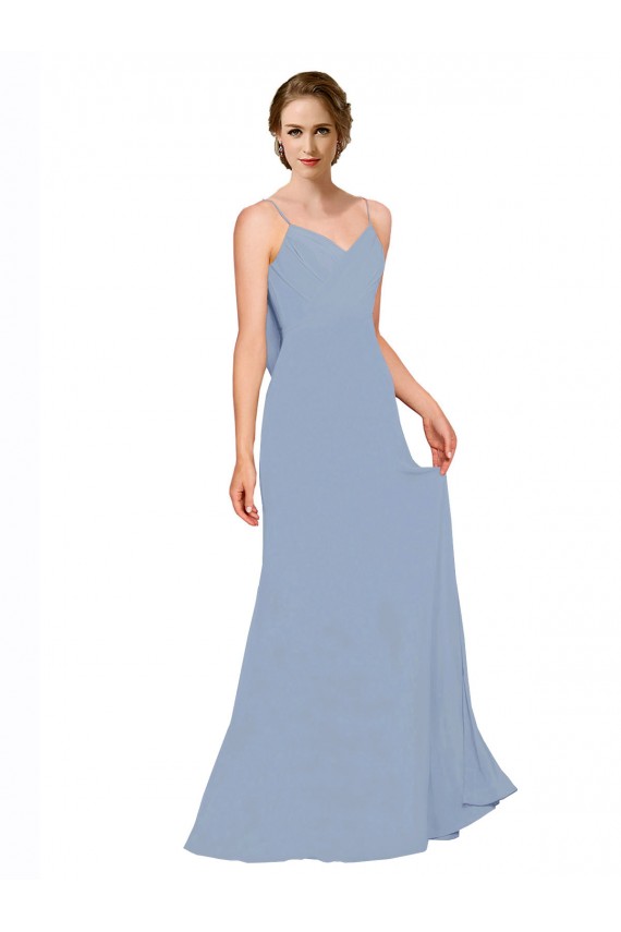 Cowl Back Long Chiffon Slip Bridesmaid Dress with Straps UK