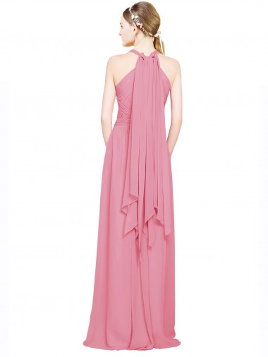 Halter Neck Keyhole A-Line Chiffon Bridesmaid Dress UK