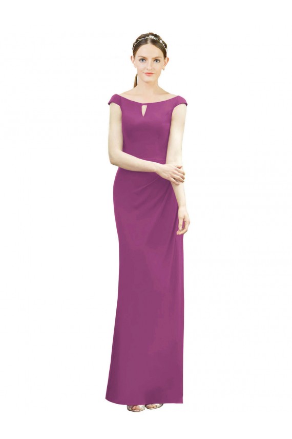 Full Length Long Chiffon Bridesmaid Dress with Boat Neck UK