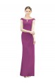 Full Length Long Chiffon Bridesmaid Dress with Boat Neck UK