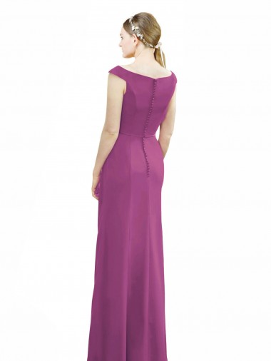 Full Length Long Chiffon Bridesmaid Dress with Boat Neck UK