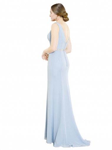 Full Length Chiffon Bridesmaid Dress with Sparkly Neckline and Belt UK