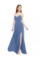 Classic Strapless Bridesmaids Dress with Draped Sweetheart Bodice and Side Slit UK