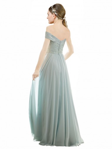 Romantic Bridesmaid Dress with Embroidered Off the Shoulder Bodice UK