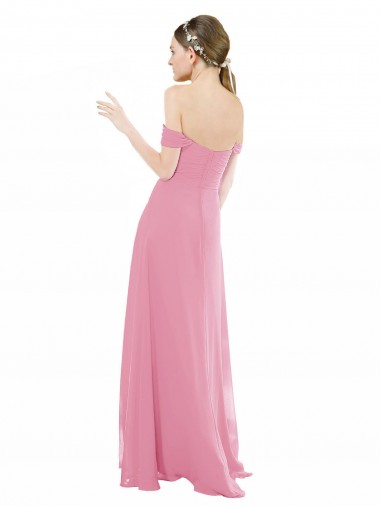 Fitted Sweetheart Bodice Chiffon Bridesmaid Dress with Draped Cap Sleeves UK