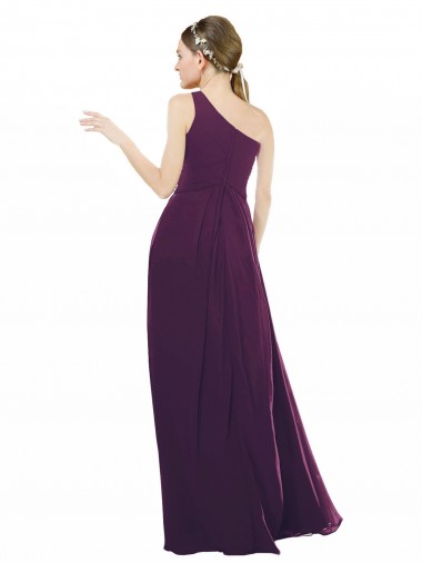 One Shoulder Chiffon Bridesmaid Dress with Draped Bodice UK