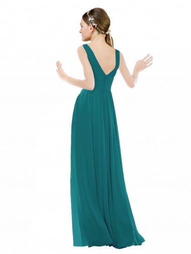 Figure Flattering Chiffon Bridesmaid Dress with Draped V-Neck Bodice UK